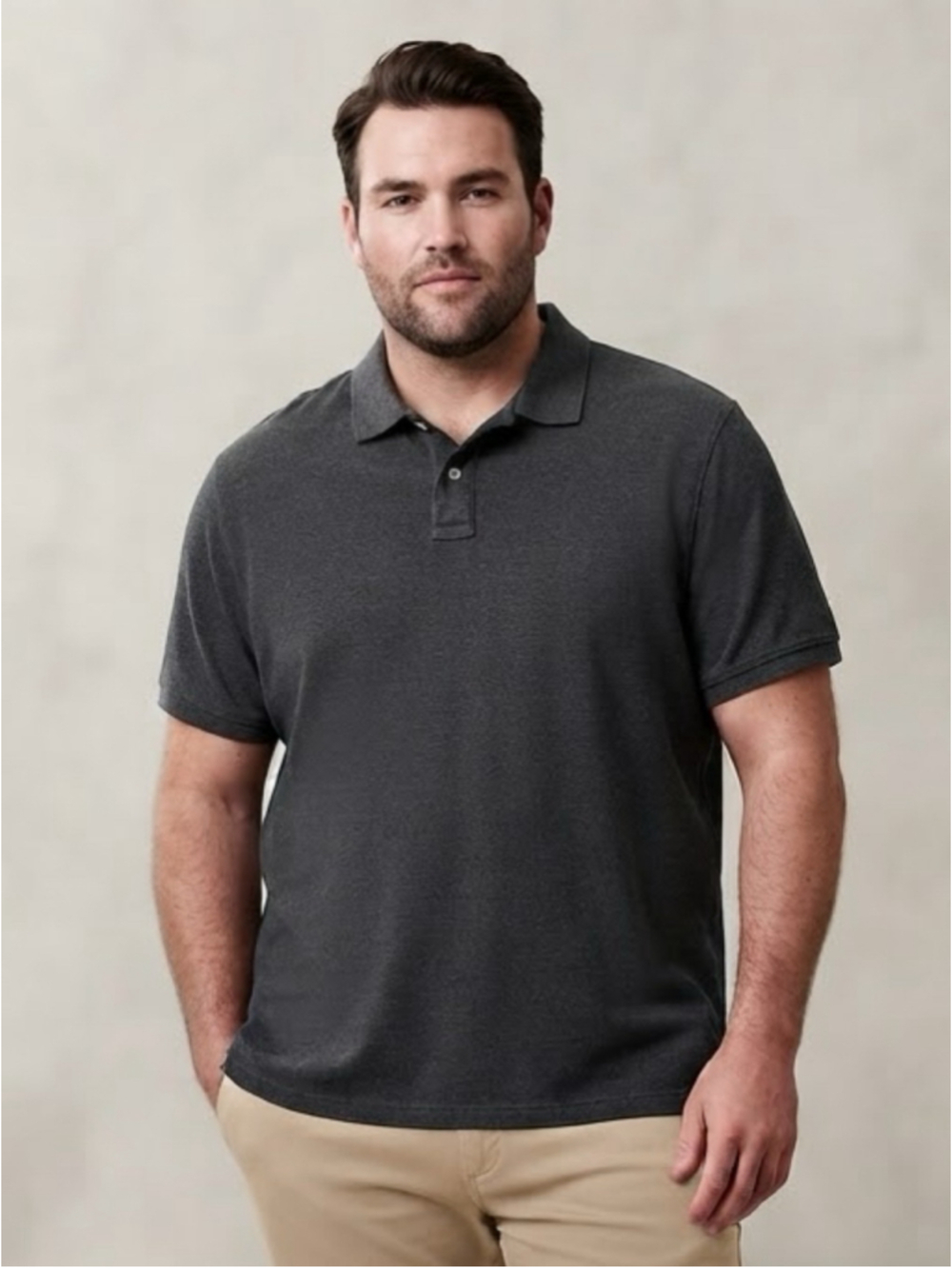 Old Navy dark charcoal grey gray classic collar polo short sleeve mens 2XL XXL